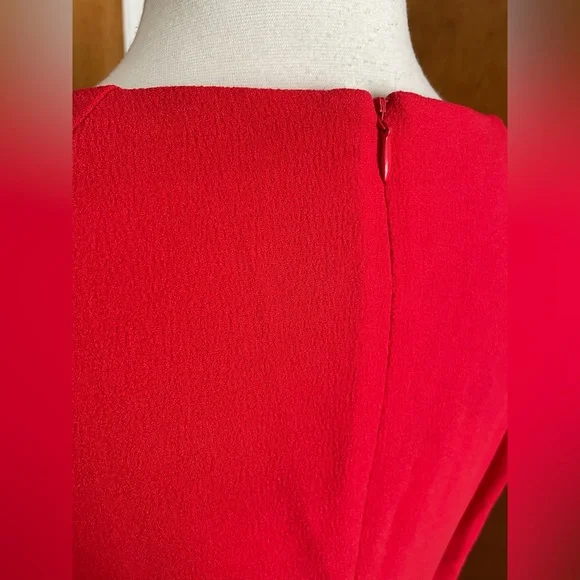 AGB Dress Midi Red 12 Large 3/4 Length Sleeves - Picture 6 of 11